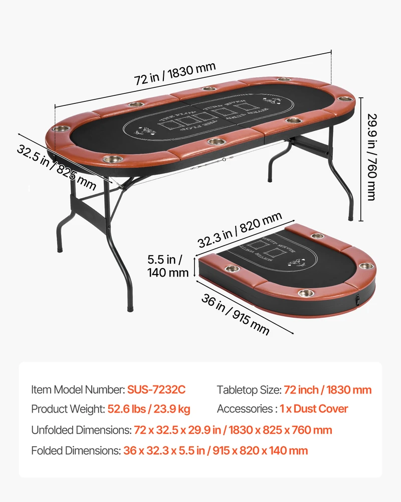 VEVOR Sulankstomas pokerio stalas 8 žaidėjams