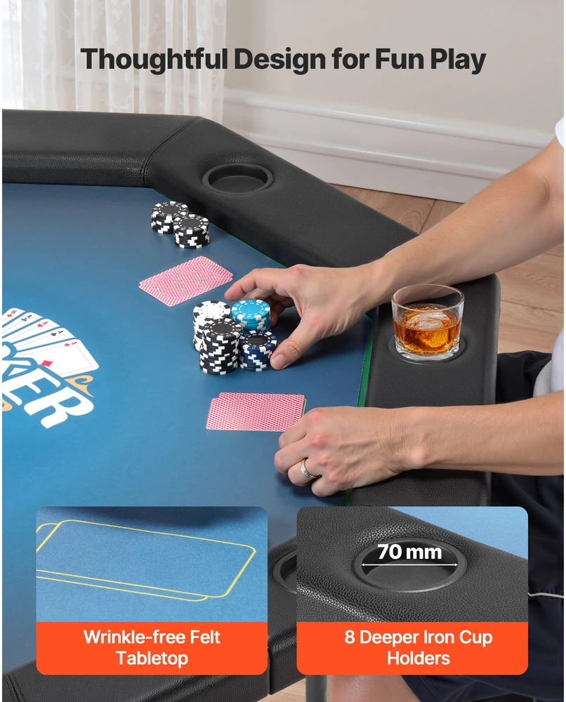 VEVOR Sulankstomas pokerio stalas 8 žaidėjams