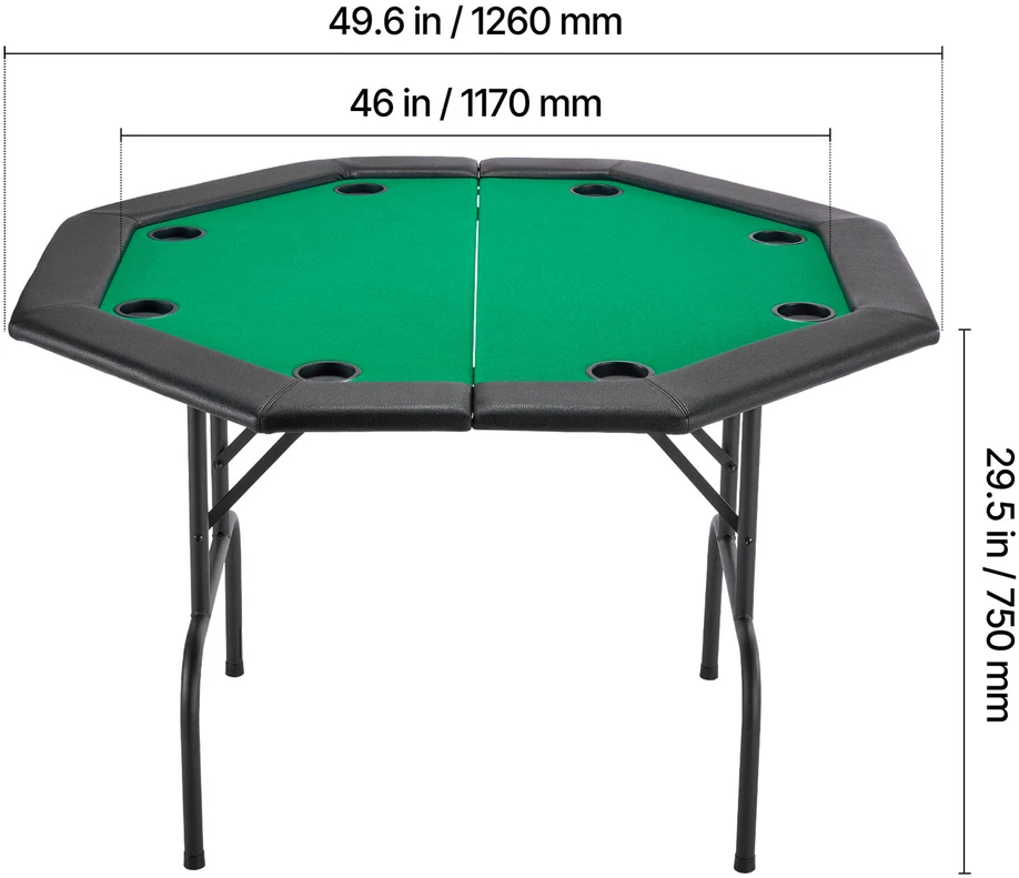 VEVOR 1220 mm sulankstomas pokerio stalas 8 žaidėjams