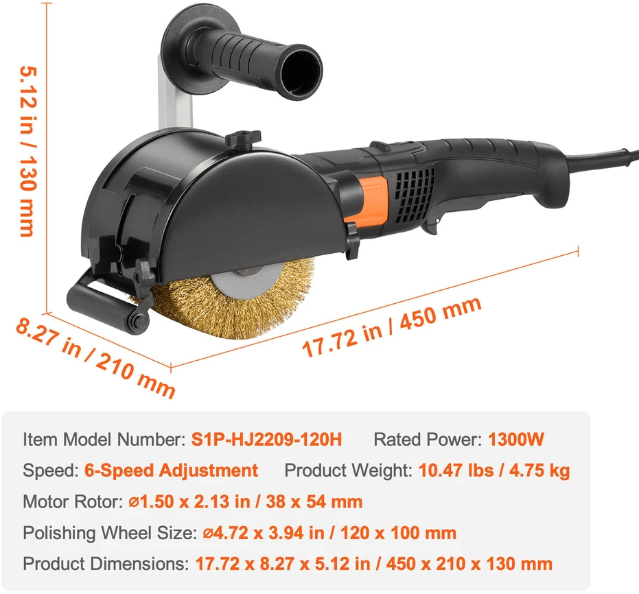 VEVOR Metalo poliravimo mašina 1300W, 6 greičiai
