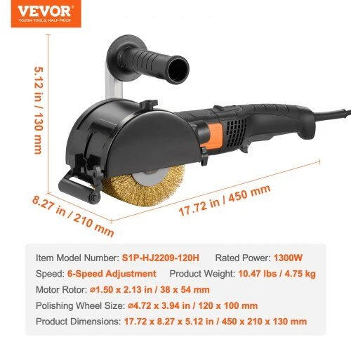 VEVOR Metalo poliravimo mašina 1300W, 6 greičiai
