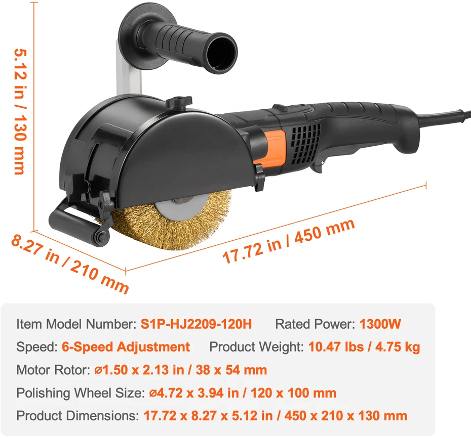 VEVOR Metalo poliravimo mašina 1300W, 6 greičiai
