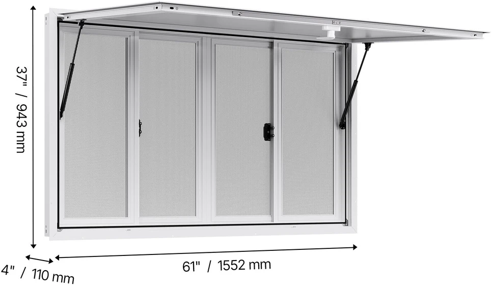 VEVOR maitinimo transporto langas 152x92 cm