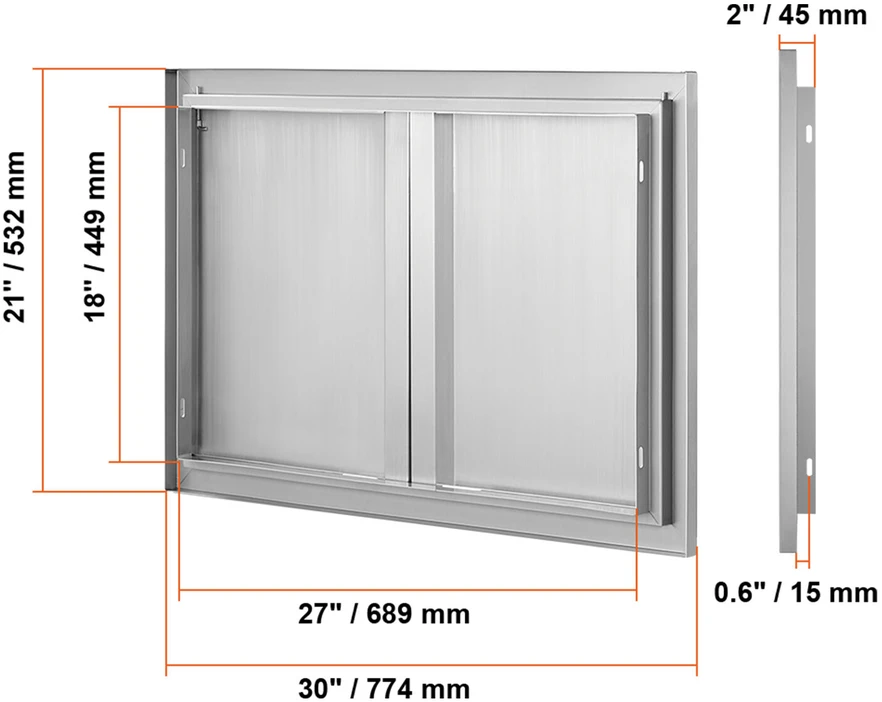 VEVOR Lauko virtuvės dvigubos durys 774x532 mm