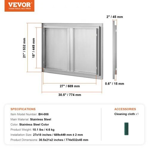 VEVOR Lauko virtuvės dvigubos durys 774x532 mm