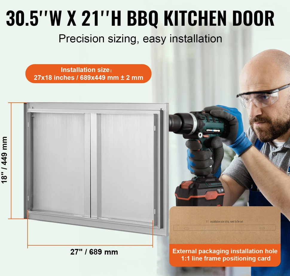 VEVOR Lauko virtuvės dvigubos durys 774x532 mm