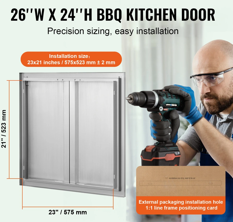 VEVOR nerūdijančio plieno kepsninės durelės 660x610 mm