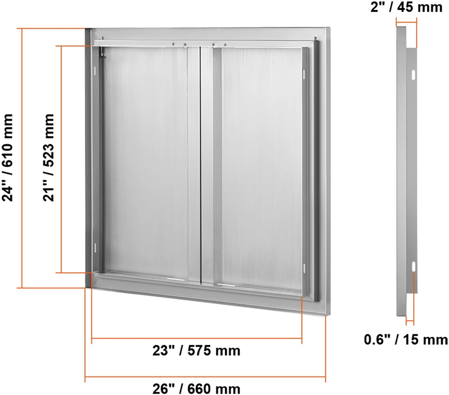 VEVOR nerūdijančio plieno kepsninės durelės 660x610 mm