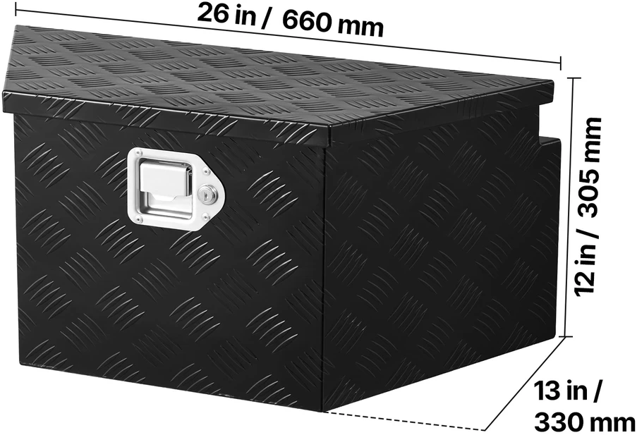 VEVOR Juodos aliuminio priekabos daiktadėžė 660 x 330 x 305 mm