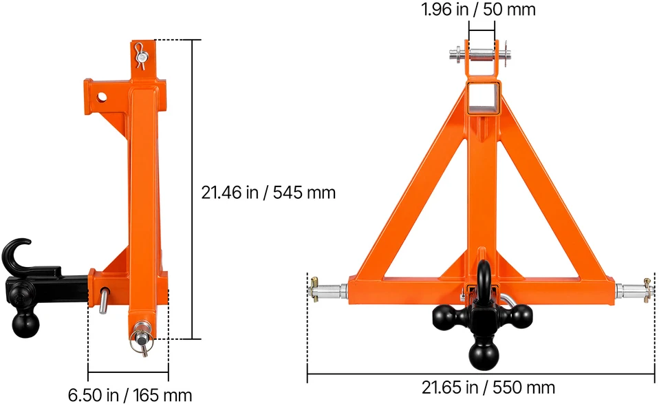 VEVOR Trijų taškų prikabinimas traktoriui su 50.8mm imtuvu