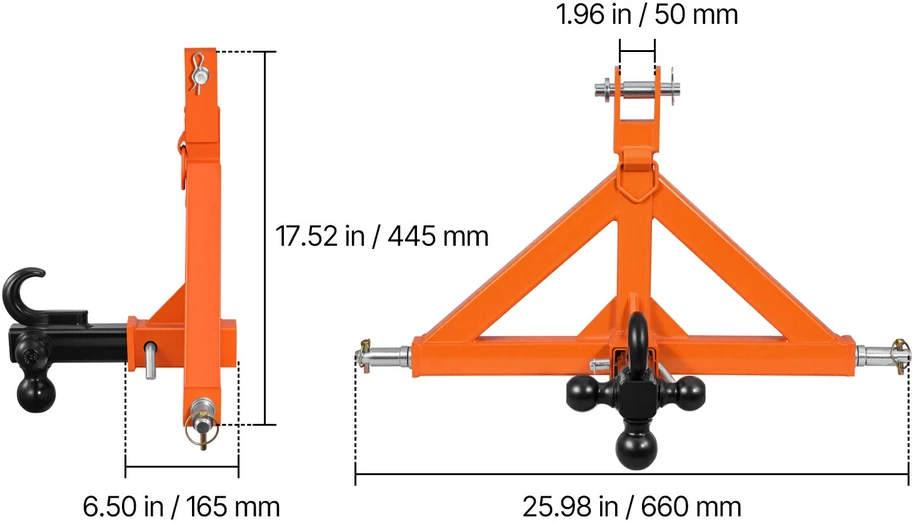 VEVOR 3 taškų priekabos prikabinimas su 50.8 mm imtuvu