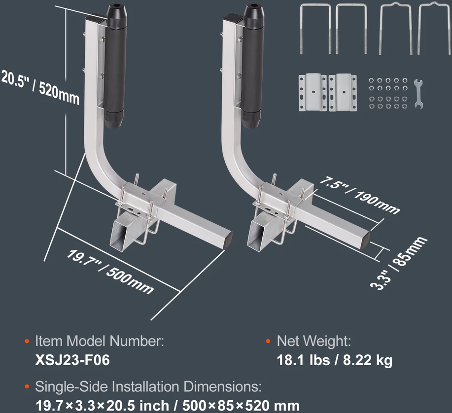 VEVOR Valties priekabos gidai, reguliuojami 52 cm