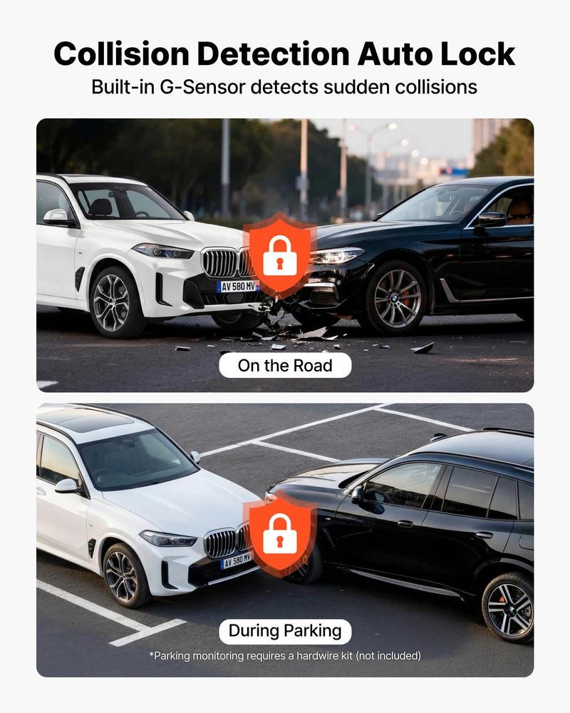 VEVOR Priekinė ir galinė automobilio vaizdo kamera