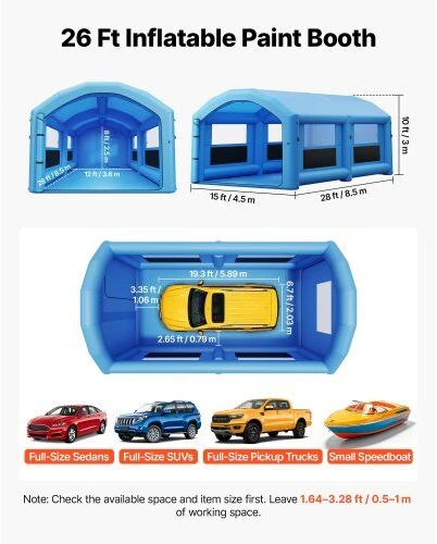 Pripučiama dažymo kamera VEVOR BQTCQYDPQFBK08L, 8 x 4,5 x 3 m
