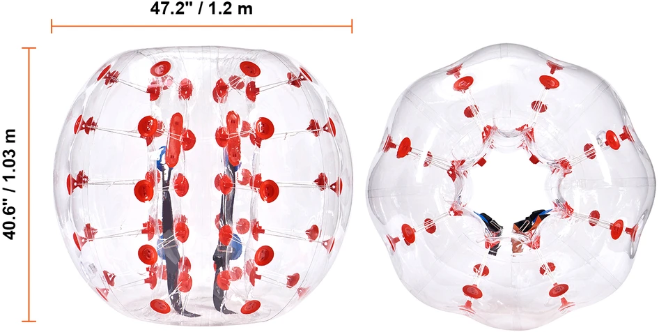 VEVOR Pripučiamas buferinis kamuolys 1vnt, 1.2 m zorb kamuoliai