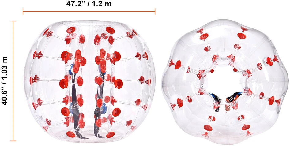 VEVOR Pripučiamas buferinis kamuolys 1vnt, 1.2 m zorb kamuoliai
