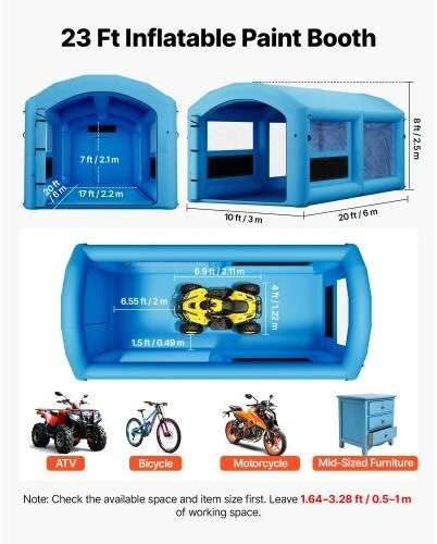 Pripučiama dažymo kamera VEVOR YJCQYDPQFBK06L, 6 x 3 x 2,5 m