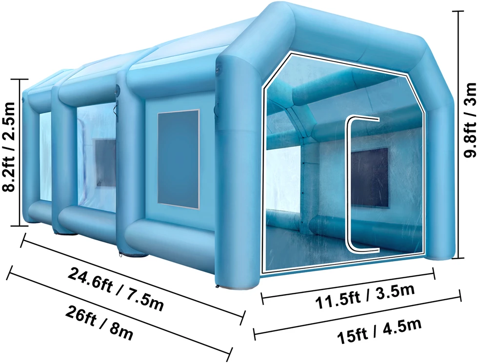 VEVOR Pripučiamas 26x15x10 Ft dažų purškimo paviljonas