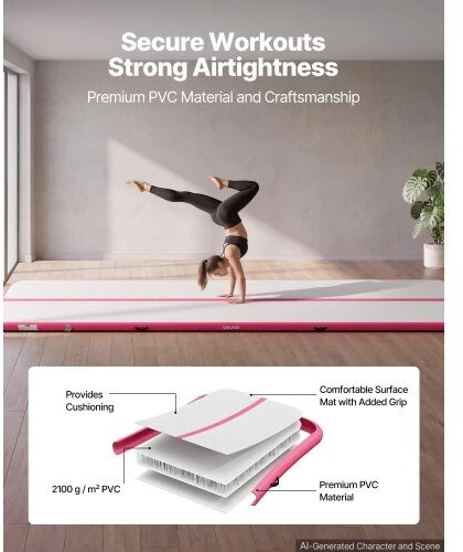 VEVOR Pripučiama gimnastikos air mat 6 m, rožinė