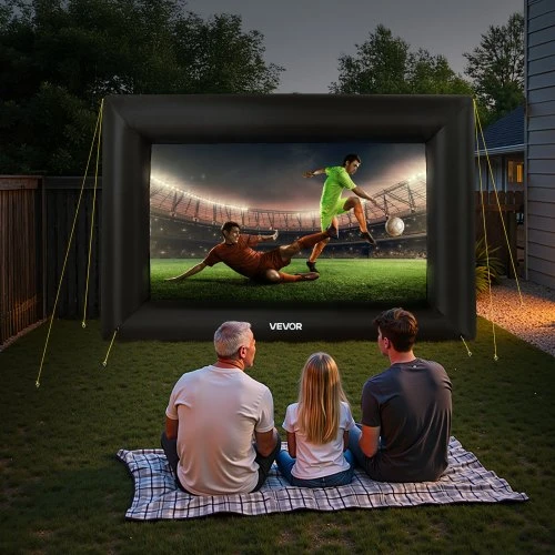 Vevor 4,3 m pripučiamas kino ekranas 16:9 su dėklu