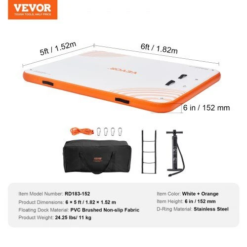 VEVOR Pripučiama plūduriuojanti platforma 1.82 x 1.52 m