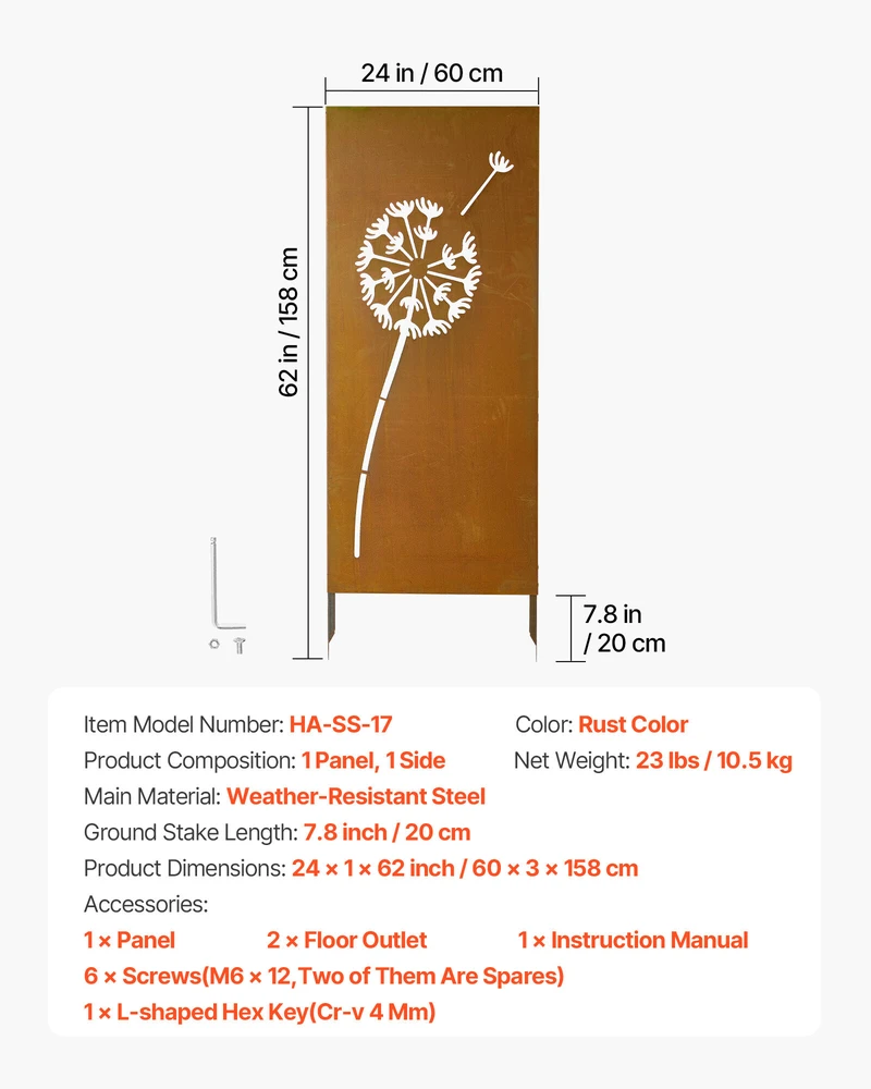 VEVOR Metalinė privatumo tvora 61 x 160 cm
