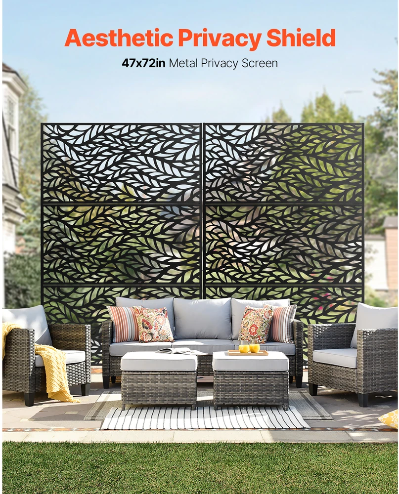 VEVOR Metalo privatumui skirtas ekranas 120 x 183 cm juodas