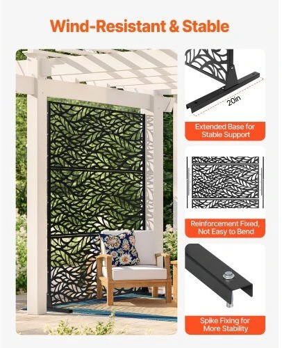 VEVOR Metalo privatumui skirtas ekranas 120 x 183 cm juodas