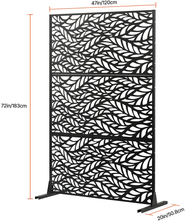 VEVOR Metalo privatumui skirtas ekranas 120 x 183 cm juodas