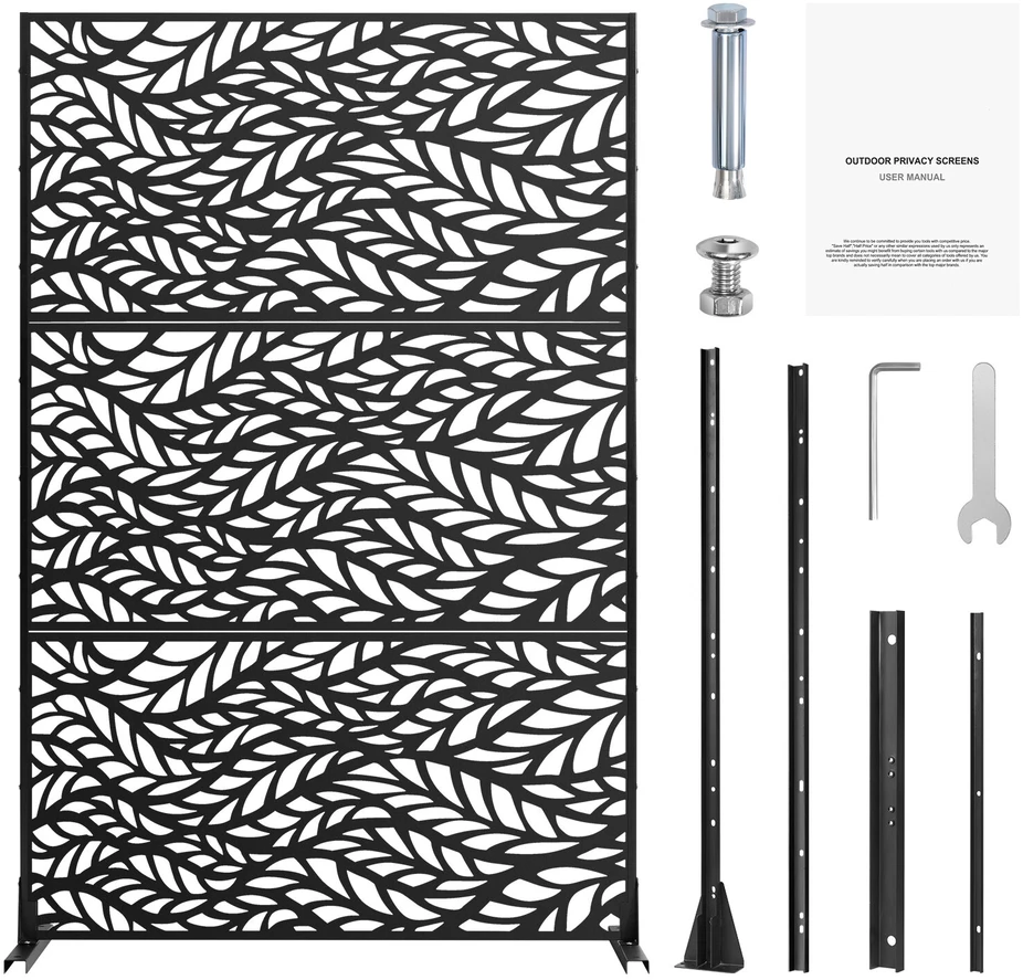 VEVOR Metalo privatumui skirtas ekranas 120 x 183 cm juodas