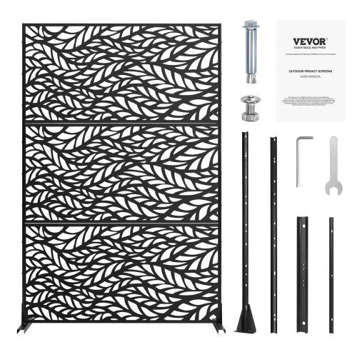 VEVOR Metalo privatumui skirtas ekranas 120 x 183 cm juodas