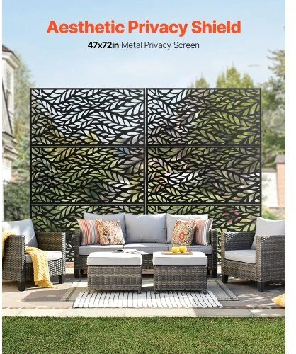 VEVOR Metalo privatumui skirtas ekranas 120 x 183 cm juodas