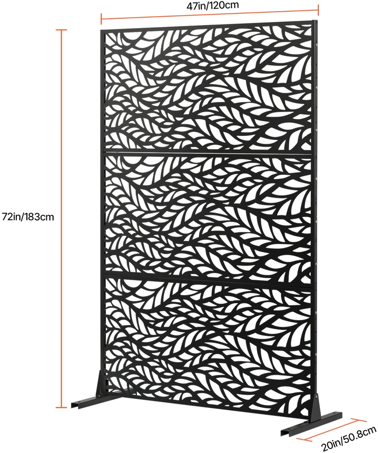 VEVOR Metalo privatumui skirtas ekranas 120 x 183 cm juodas