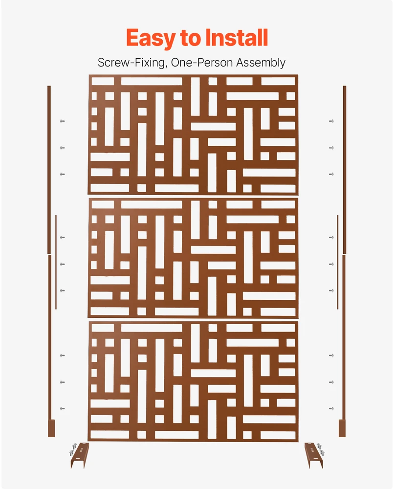 VEVOR Metalinė privatumo tvora 120 x 193 cm ruda