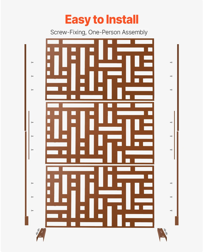 VEVOR Metalinė privatumo tvora 120 x 193 cm ruda