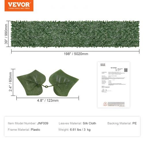 VEVOR Dirbtinė ažūrinė tvorelė 1 x 5m lauko erdvėms