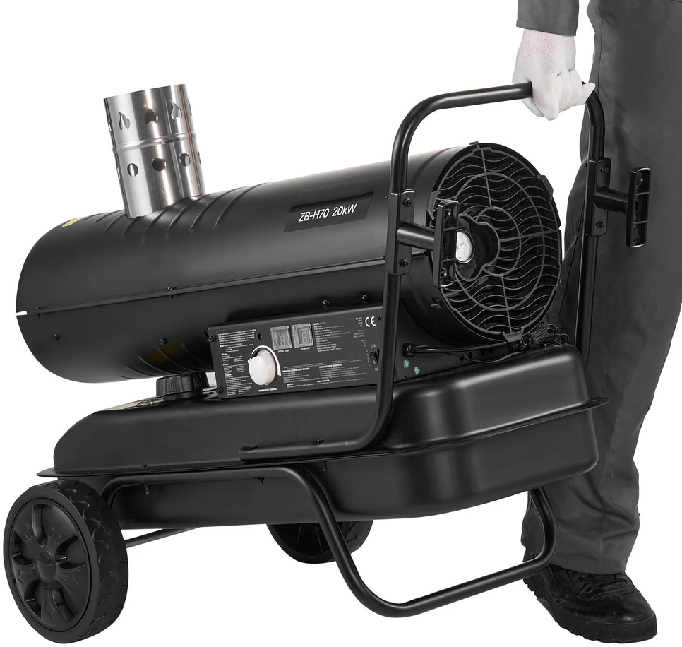 VEVOR 20kW priverstinio oro žibalo dyzelinis šildytuvas, nešiojamas torpedinis patalpų šildytuvas, pramoninis šildytuvas sandėliui, garažui, dirbtuvėms, statyboms, lauko šildymui