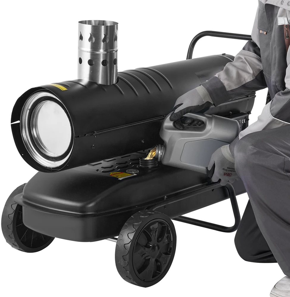 VEVOR 20kW priverstinio oro žibalo dyzelinis šildytuvas, nešiojamas torpedinis patalpų šildytuvas, pramoninis šildytuvas sandėliui, garažui, dirbtuvėms, statyboms, lauko šildymui