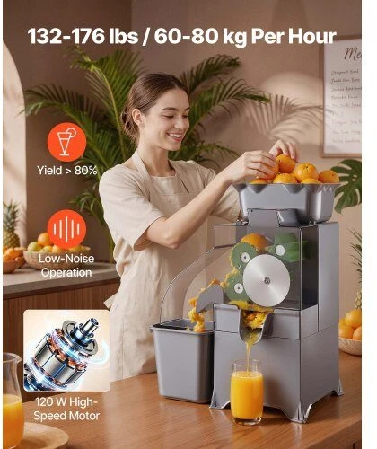 Komercinė apelsinų sulčiaspaudė VEVOR NS2000E-6, 100W