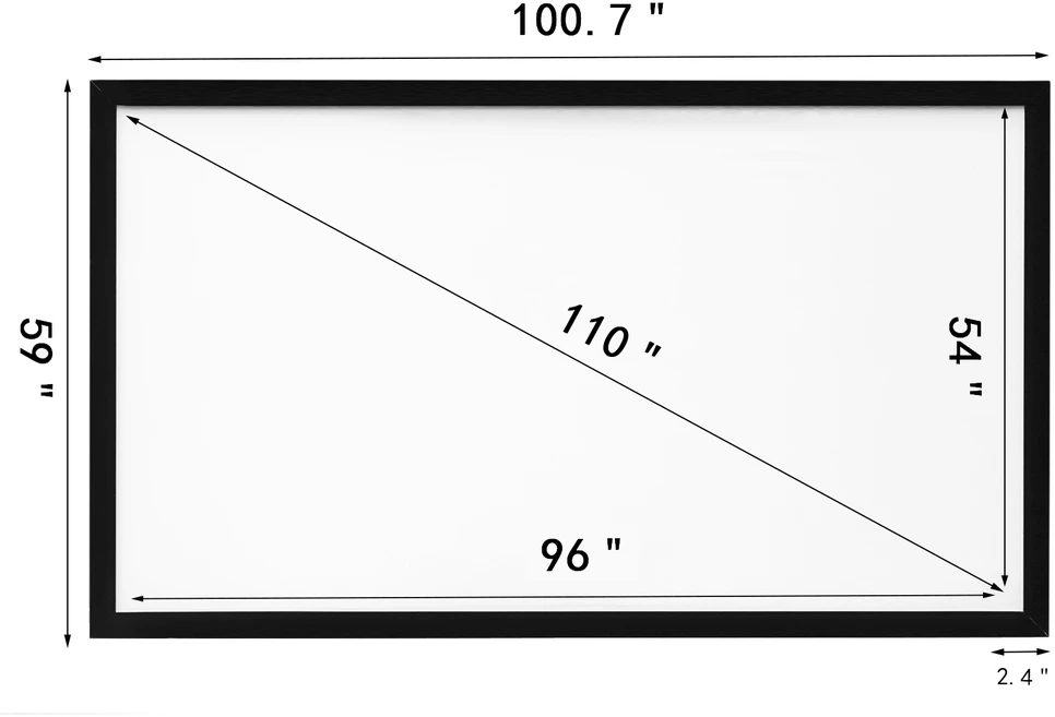 VEVOR 110 colių 4K projektoriaus ekranas 16:9 formatas