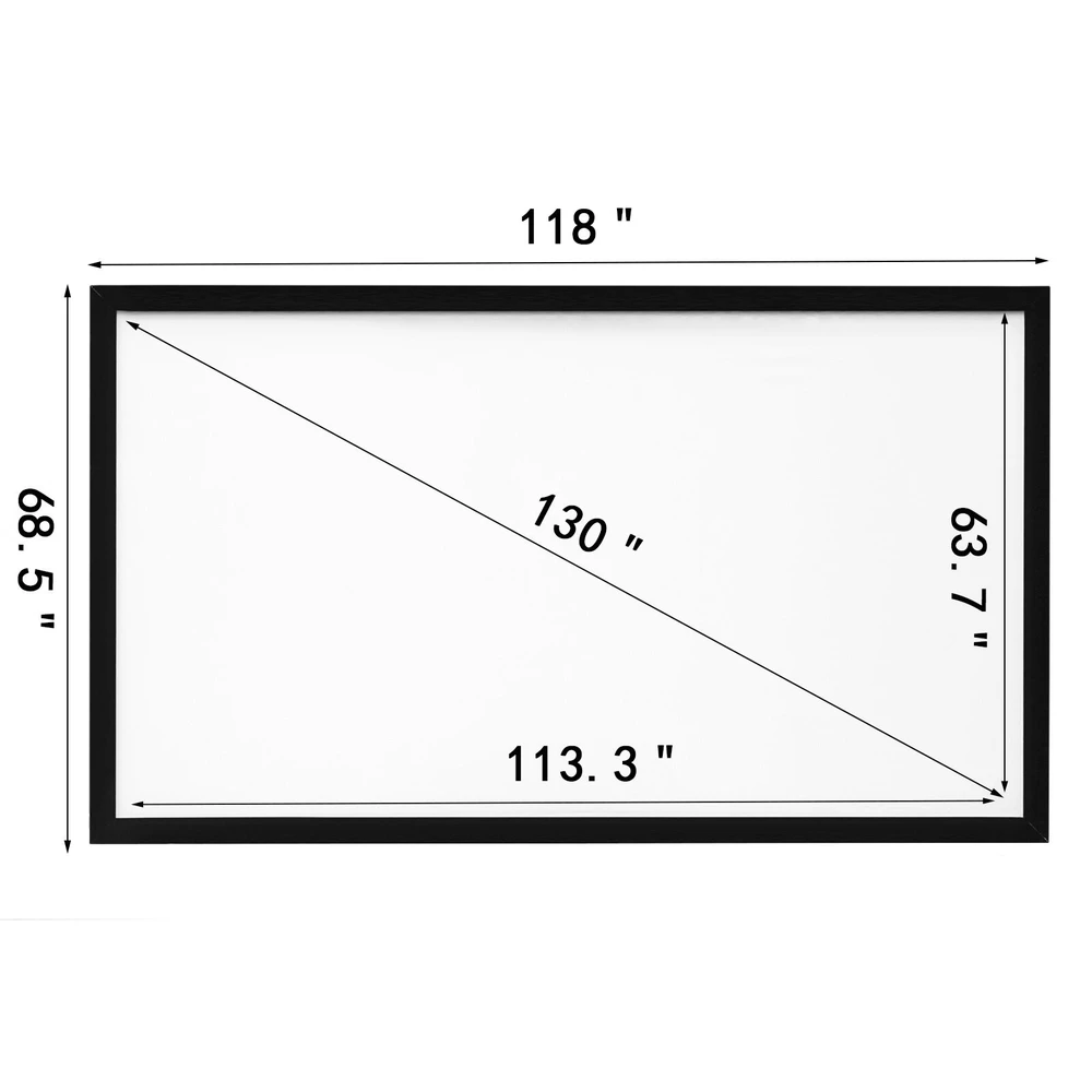 VEVOR 130 colių 16:9 projekcijos ekranas 4K HDTV