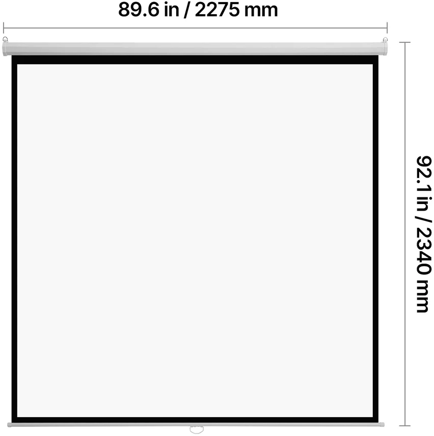 VEVOR Rankinis projektoriaus ekranas, 3048 mm 1:1 4K 1080 HD ištraukiamas nuleidžiamas, sieninis filmų projektavimo ekranas šeimos namų biuro kinui, nešiojamas vaizdo ekranas, prezentacijų ekranas