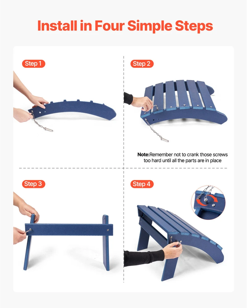Lauko baldų komplektas VEVOR Adirondack pakoja 2 dalių mėlyna