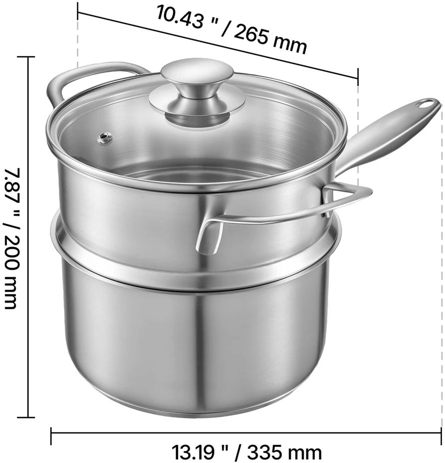 VEVOR 1,5 l nerūdijančio plieno puodas su garintuvu
