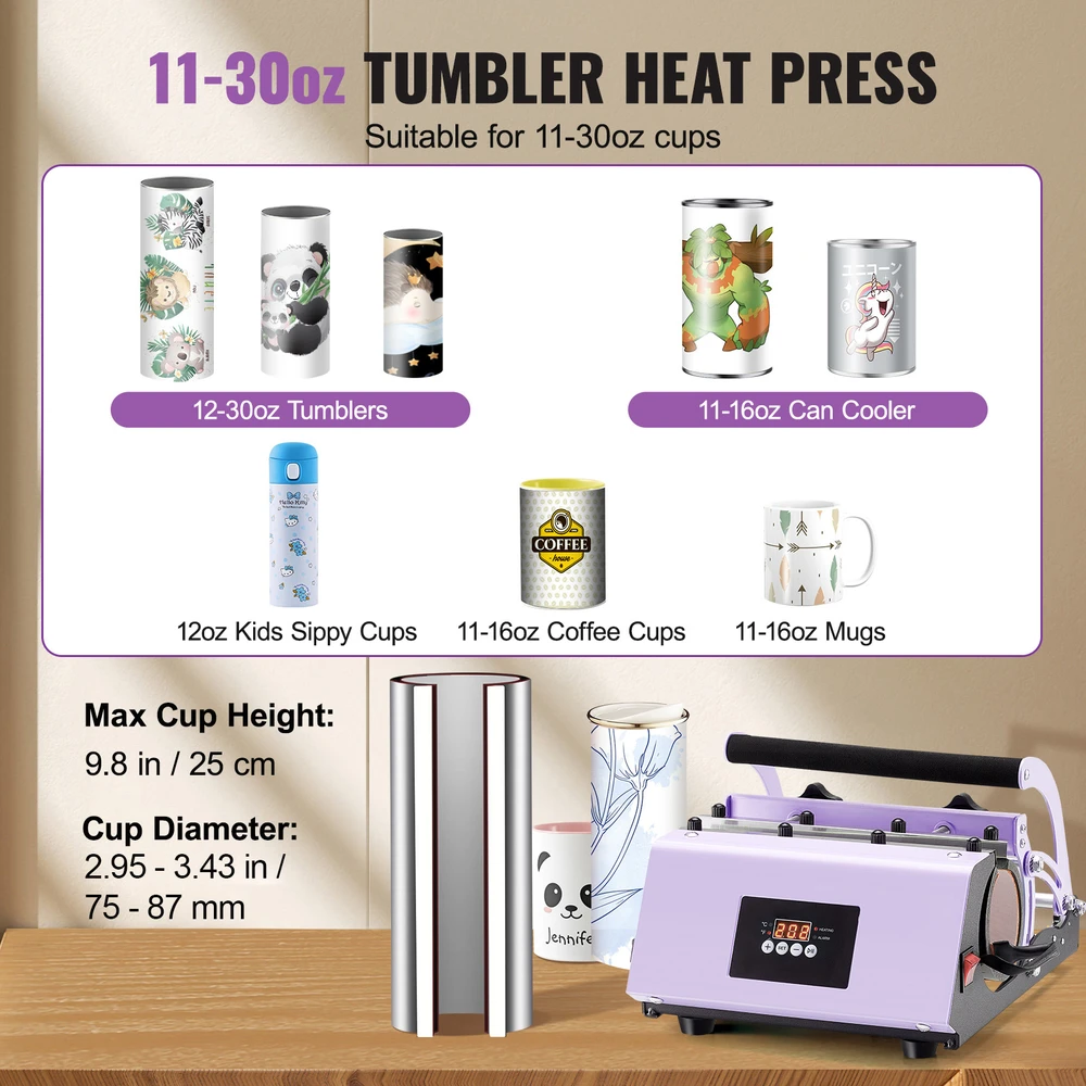 VEVOR Termopresų aparatas puodeliams 11-30oz