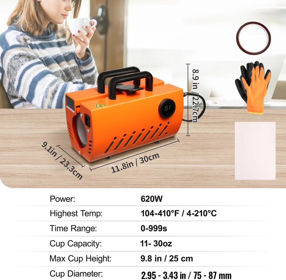 VEVOR Puodukų šilumos presas sublimacijai 11-30oz