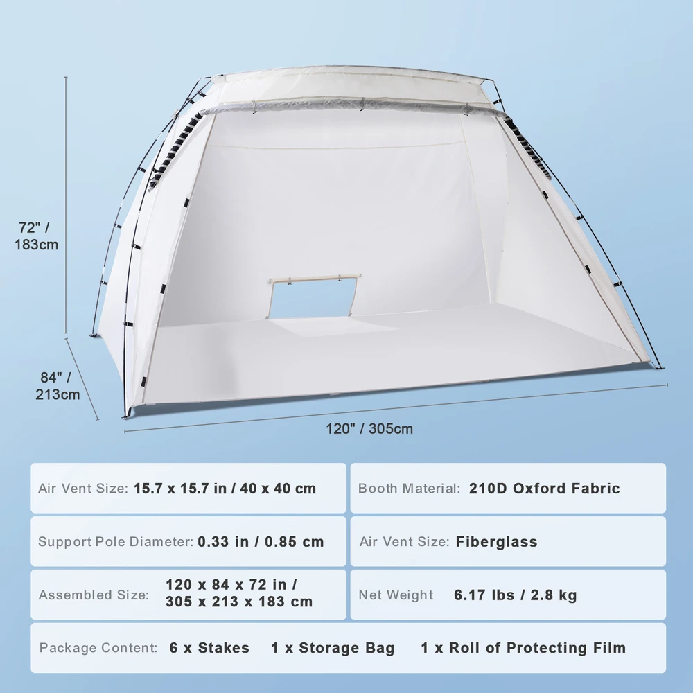 VEVOR Nešiojama purškimo dažų palapinė 305 cm x 213 cm