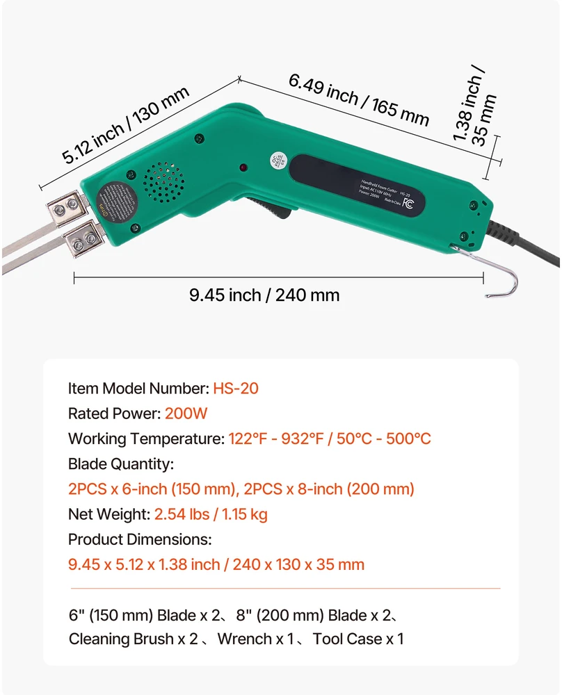 VEVOR Elektrinė putų pjaustyklė 200W 50-500