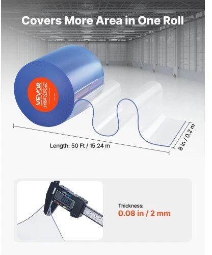 VEVOR PVC užuolaidų durų uždanga 50' x 20 cm vėsinimo įrenginiams