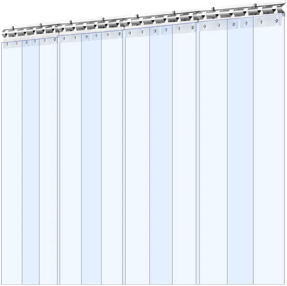VEVOR skaidrios PVC užuolaidų juostos, 2.1 m x 1.2 m, 8 vnt.